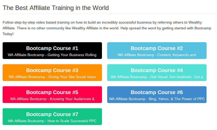 the content of the Bootcamp training