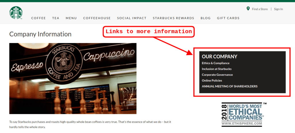 how to write an about me page for a website About Starbucks