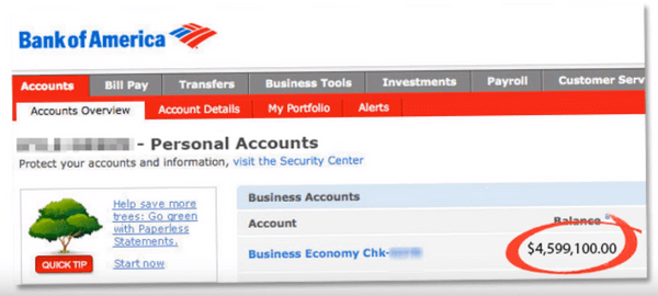Affiliate Millionaire Club - Fake account balance