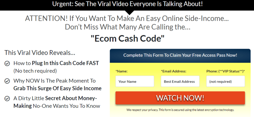 Ecom Cash Code promises!