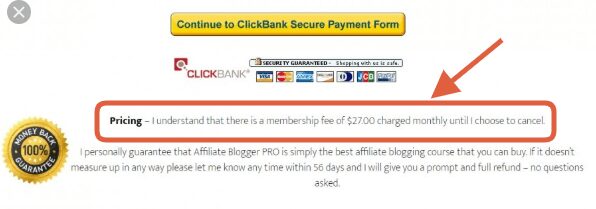 Affiliate Blogger Pro fee reminder