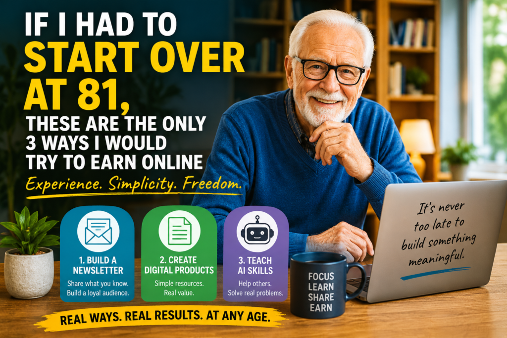 If I had to start over at 81 , what would I do? This is what I would answer: These are the only 3 ways I would try to earn online ...